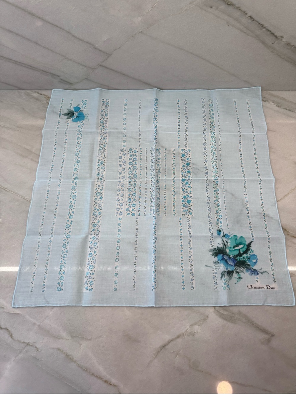 Christian Dior Vintage Cotton Floral Scarf 47 cm